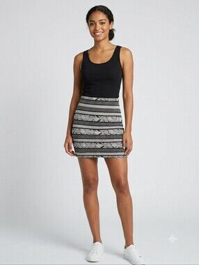 Kirra PacSun Black White Geometric Aztec Knit Mini Skirt Large Y2K Boho Festival